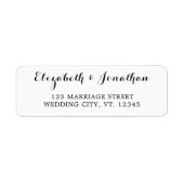 Elegant Script Black White Weduwadres Label (Voorkant)