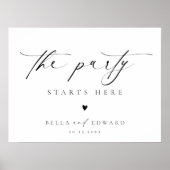 Elegant Script Black White Weduwen Welkom Poster (Voorkant)