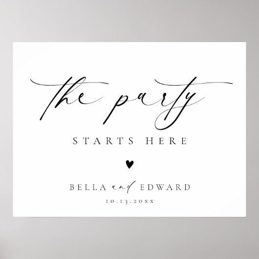 Elegant Script Black White Weduwen Welkom Poster (Voorkant)