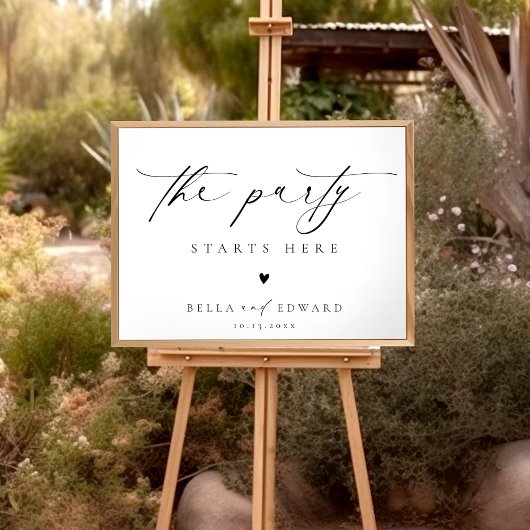 Elegant Script Black White Weduwen Welkom Poster