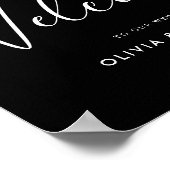 Elegant Script Black White Weduwen Welkomstteken Poster (Hoek)