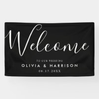Elegant Script Black White Weduwen Welkomstteken