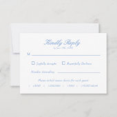 Elegant Script Blauw Bloemen Geometrische bruiloft RSVP Kaartje (Voorkant)