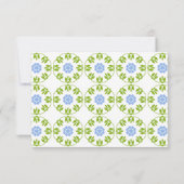 Elegant Script Blauw Bloemen Geometrische bruiloft RSVP Kaartje (Achterkant)
