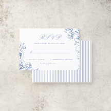 Elegant Script Blauw Bloementuin Bruiloft