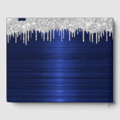 Elegant Script Blauw Metallic Zilver Glitter Gastenboek (Achterkant)