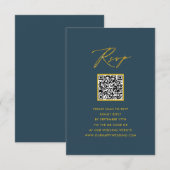 Elegant Script Blauw Minimalistisch QR Bruiloft RS Informatiekaartje (Voorkant / Achterkant)