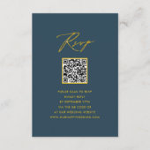 Elegant Script Blauw Minimalistisch QR Bruiloft RS Informatiekaartje (Voorkant)