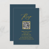 Elegant Script Blauw Minimalistisch QR Bruiloft RS RSVP Kaartje (Voorkant / Achterkant)