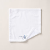 Elegant Script Blauw Monogram Initialen Naam Bad Handdoek (Wasdoekje)