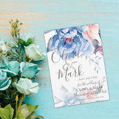 Elegant script | Blauwe Waterverf Floral | Weddens Save The Date