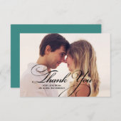 Elegant script | Blauwgroen bedankt voor je bruilo (Voorkant / Achterkant)