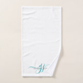 Elegant Script Blauwgroen Monogram Initialen Naam Bad Handdoek (Handdoek)