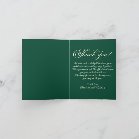 Elegant script Blauwgroen trouwfoto bedankkaart Notitiekaartje (Binnen)