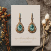 Elegant Script Bleek Champagne Earring Card Visitekaartje