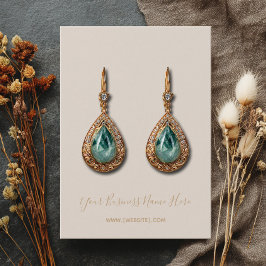 Elegant Script Bleek Champagne Earring Card Visitekaartje