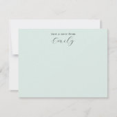 Elegant Script Bleek Mintgroene Persoonlijke Flat Notitiekaartje (Voorkant)