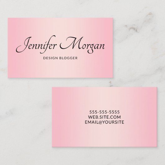 Elegant Script Bleek Roze Ombre Visitekaartje (Voorkant / Achterkant)