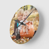 Elegant script "Blessed" aangepaste foto Ronde Klok (Hoek)
