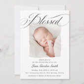 Elegant Script Blessed Christening Baptism Foto I Kaart (Voorkant)