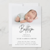 Elegant Script Blessed Christening Baptism Foto Kaart (Voorkant)