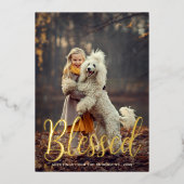 Elegant Script Blessed Kerstfeestdag Folie Feestdagenkaart (Voorkant)