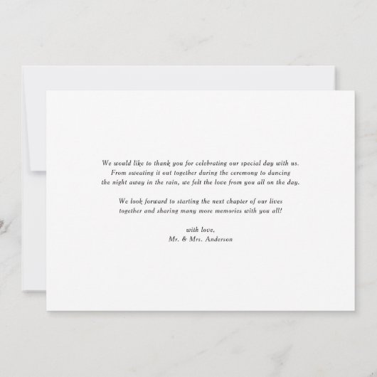 Elegant Script bloeien witte foto bruiloft Bedankkaart (Achterkant)