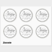 Elegant script bloeit bruiloft gunsten ronde sticker (Vel)