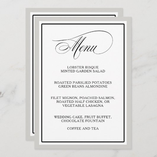 Elegant script bloeit bruiloft menu (Voorkant / Achterkant)
