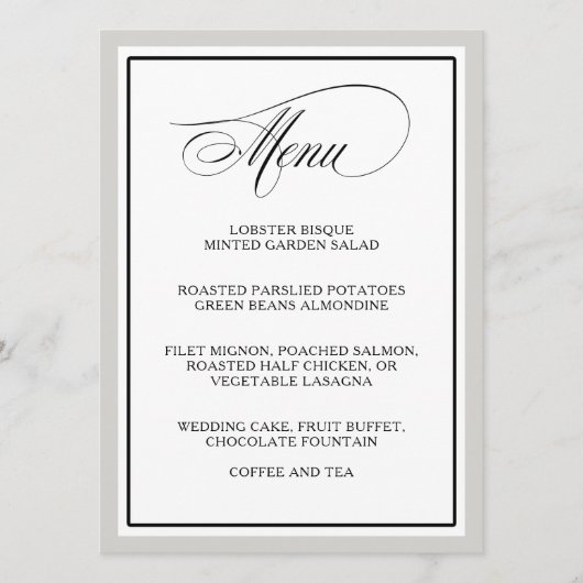 Elegant script bloeit bruiloft menu (Voorkant)