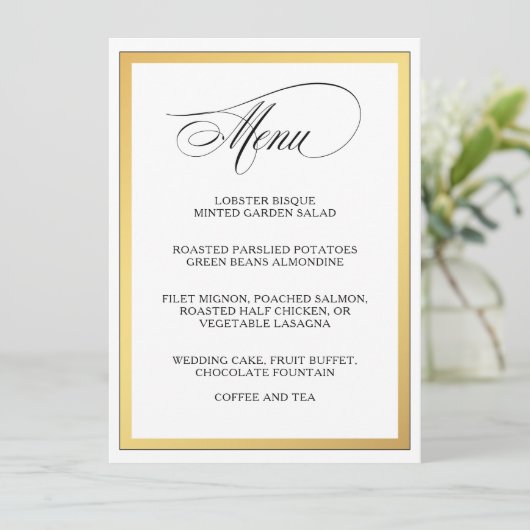 Elegant script bloeit bruiloft menu (Staand voorkant)