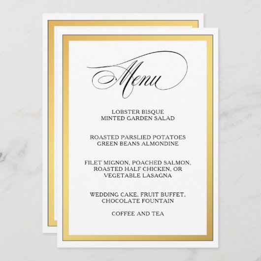 Elegant script bloeit bruiloft menu (Voorkant / Achterkant)