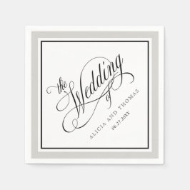 Elegant script bloeit bruiloft met elke kleur servet