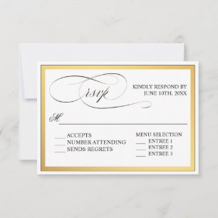 Elegant script bloeit bruiloft RSVP