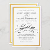 Elegant script bloeit bruiloft uitnodiging (Voorkant / Achterkant)