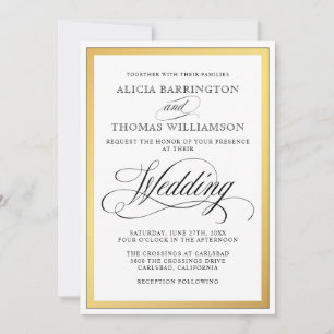 Elegant script bloeit bruiloft uitnodiging