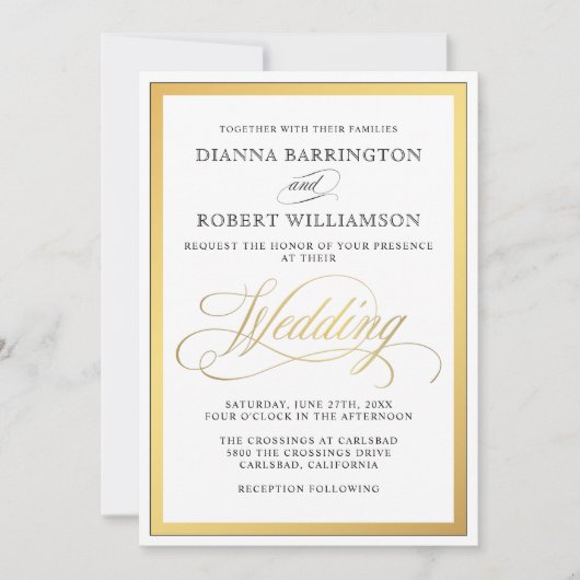 Elegant script bloeit bruiloft uitnodiging (Voorkant)