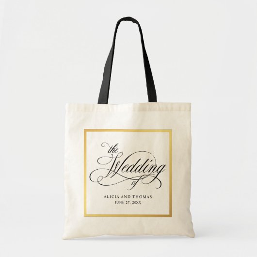 Elegant script bloeit gepersonaliseerde bruiloft tote bag (Voorkant)