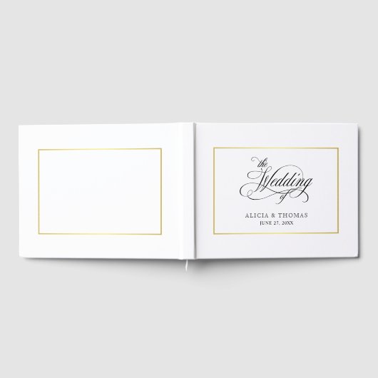 Elegant script bloeit kalligrafie bruiloft gastenboek (Volledig)