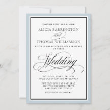 Elegant script bloeit met Dusty Blue Border