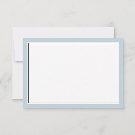Elegant script bloeit met Dusty Blue Border RSVP Kaartje (Achterkant)