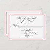 Elegant script bloeit op met Blush Pink Border RSVP Kaartje (Voorkant / Achterkant)
