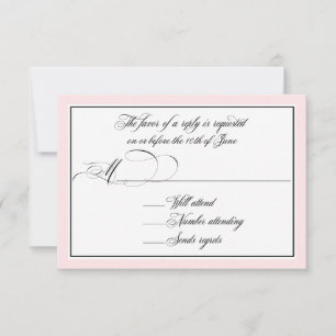 Elegant script bloeit op met Blush Pink Border RSVP Kaartje
