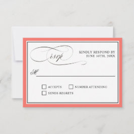 Elegant script bloeit RSVP koraal rand Kaartje