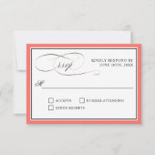 Elegant script bloeit RSVP koraal rand Kaartje (Voorkant)