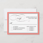 Elegant script bloeit RSVP met koraalrand (Voorkant)