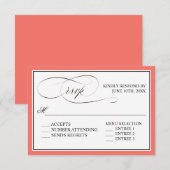 Elegant script bloeit RSVP met koraalrand Kaartje (Voorkant / Achterkant)