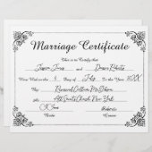 Elegant Script Bloemen Gevuld Trouwcertificaat (Voorkant / Achterkant)