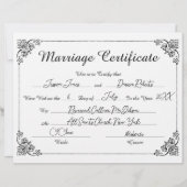 Elegant Script Bloemen Gevuld Trouwcertificaat (Voorkant)