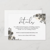 Elegant Script Bloemen Rozen Gotische bruiloft Det Informatiekaartje (Voorkant / Achterkant)